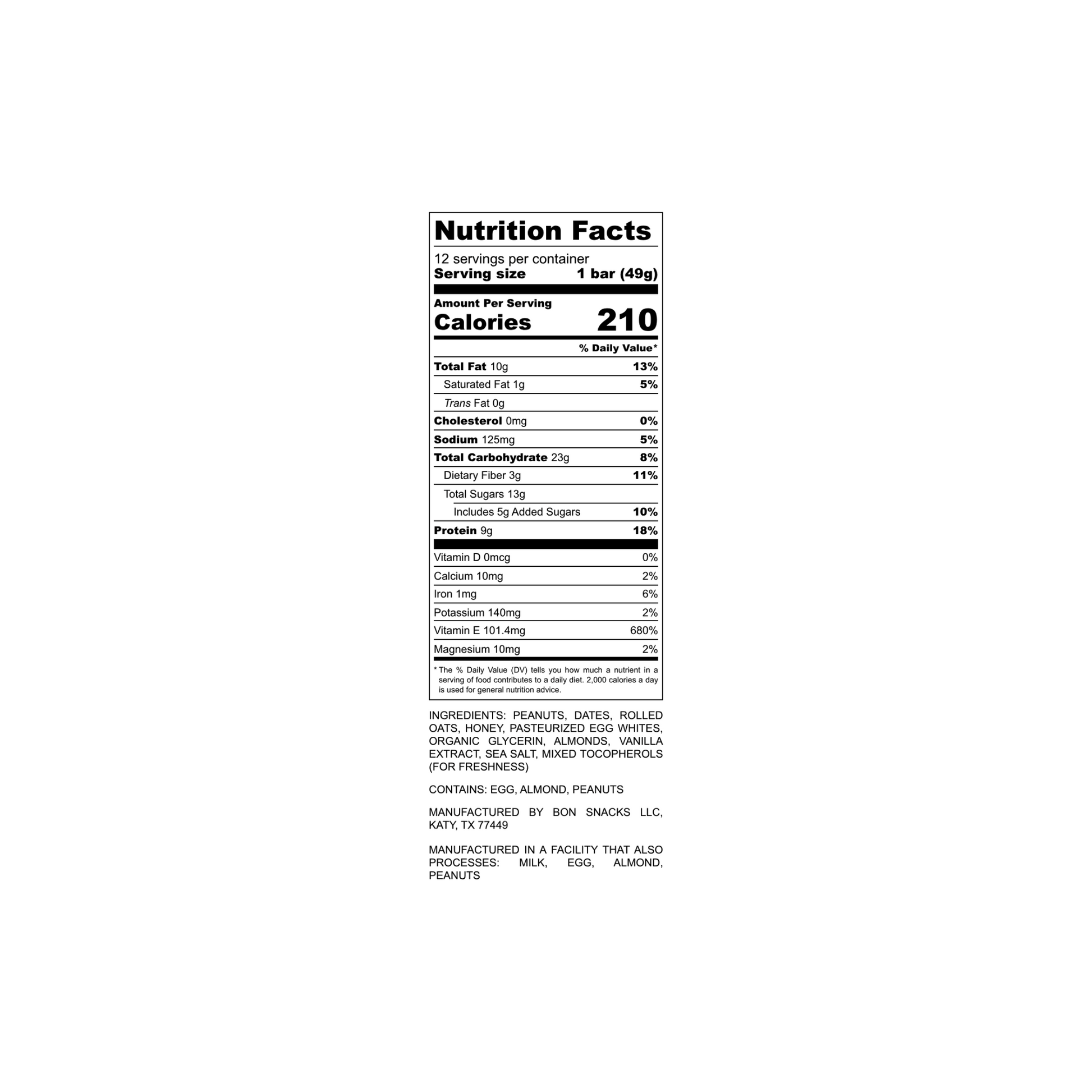 Nutrition facts label for a product on a white background