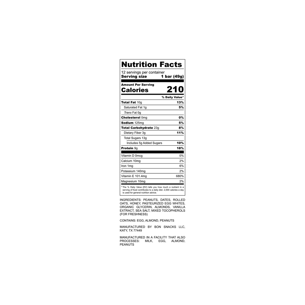 Nutrition facts label for a product on a white background